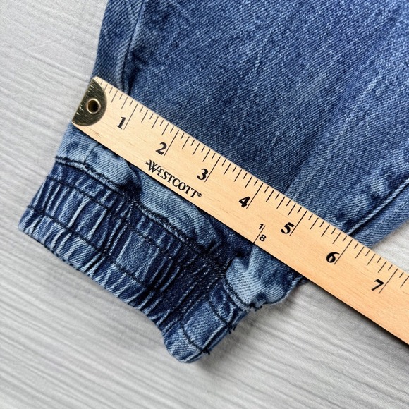 VTG GUESS Mens Blue Denim Jogger Pants Size L Moto Style Elastic Skater Grunge - Picture 6 of 7